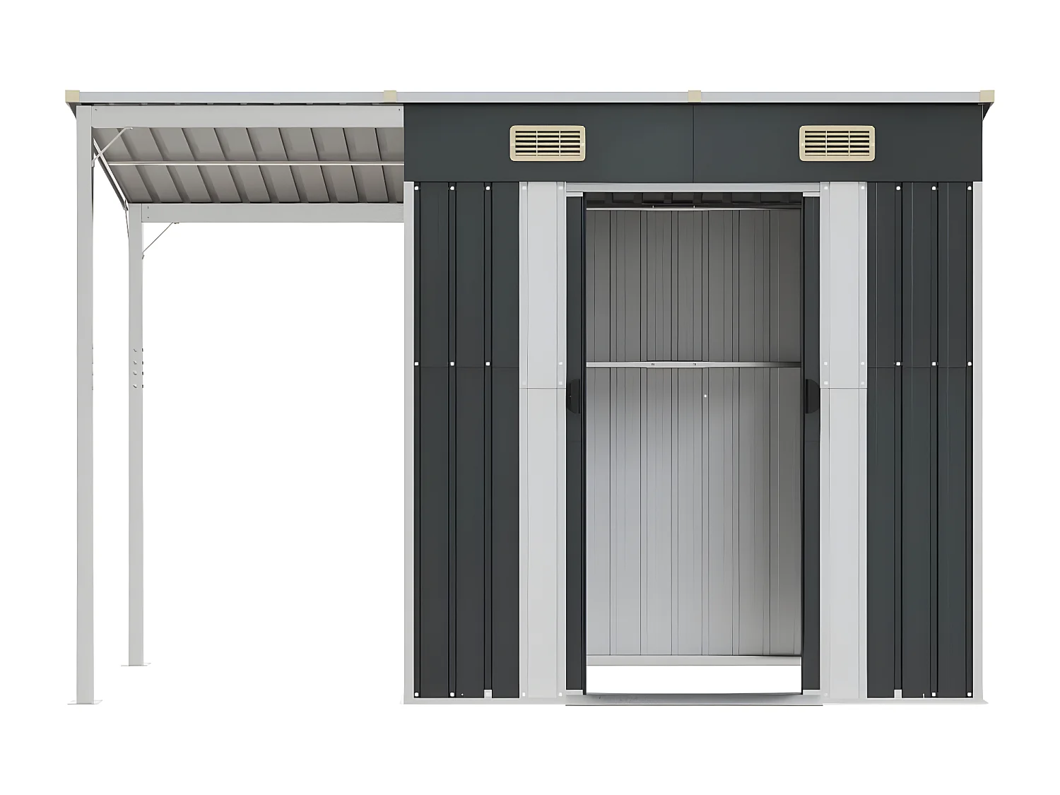 Abri de jardin avec toit prolongé anthracite 277x110,5x181