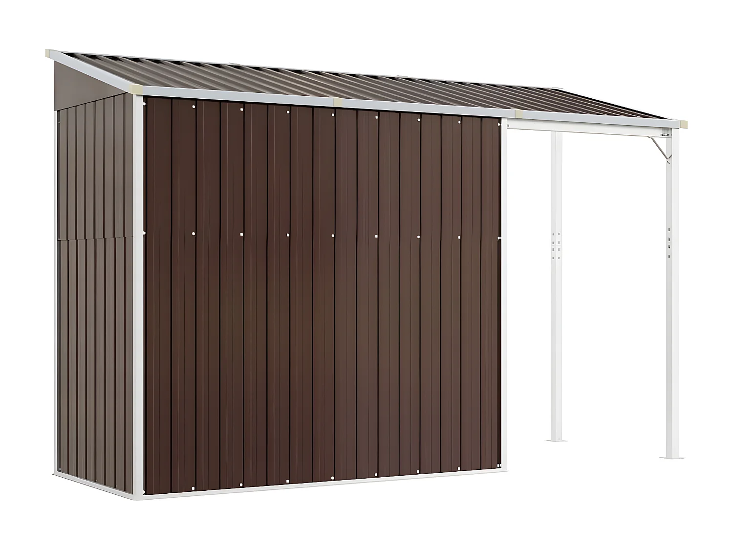 Abri de jardin avec toit prolongé marron 277x110,5x181 acier