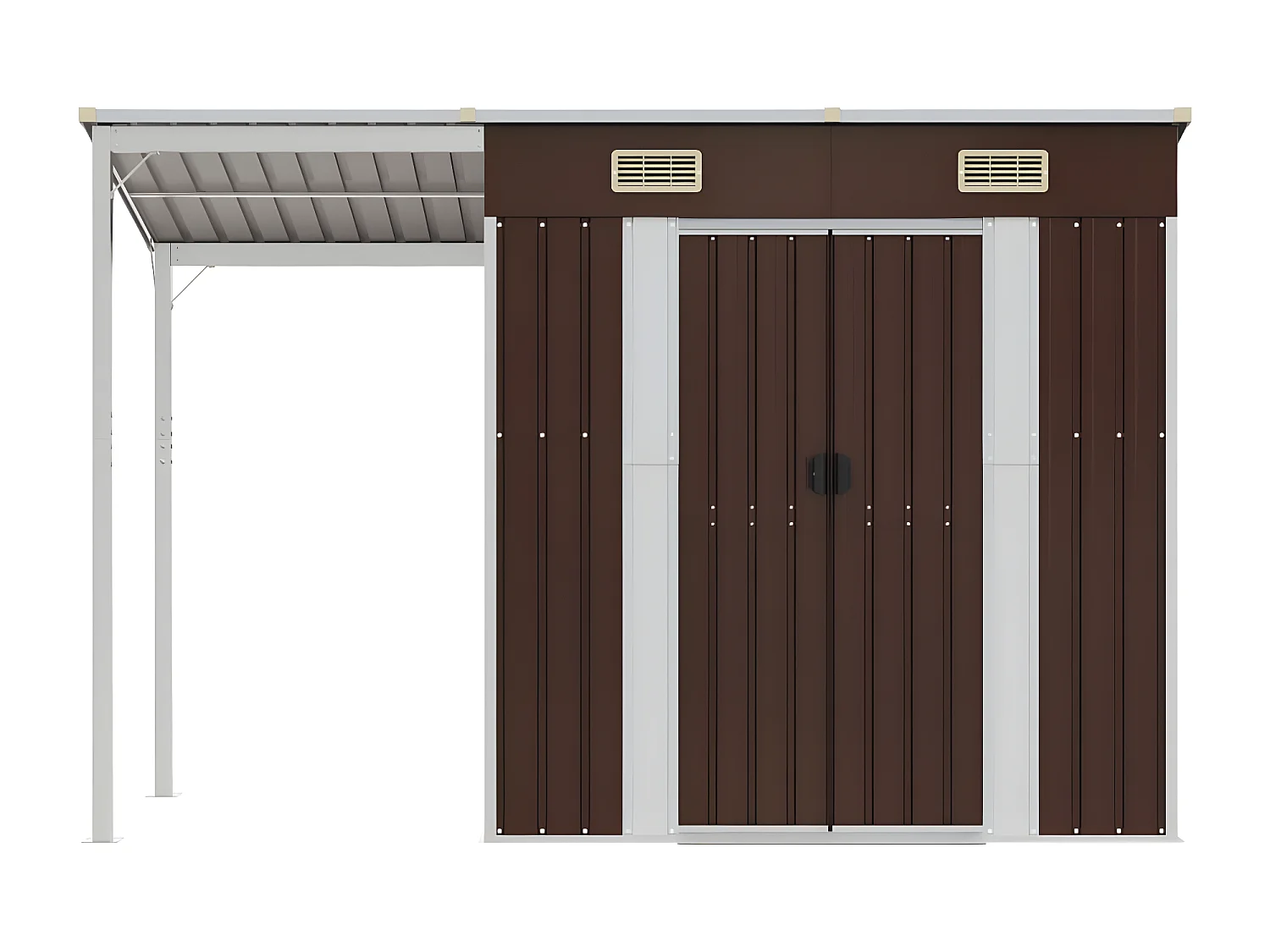 Abri de jardin avec toit prolongé marron 277x110,5x181 acier