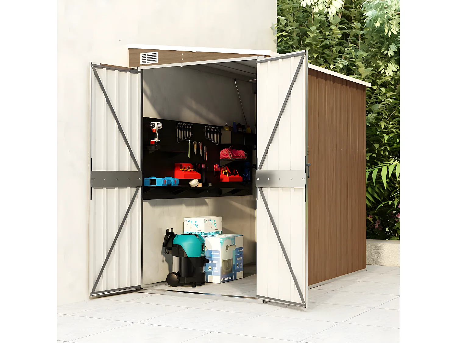 Abri de jardin mural Marron 118x194x178 Acier galvanisé