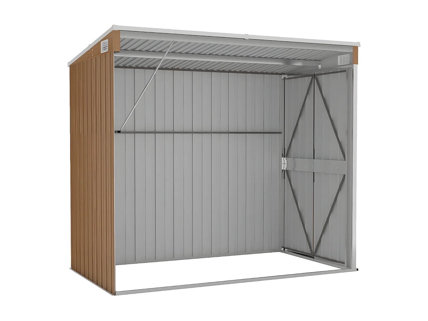 Abri de jardin mural Marron 118x194x178 Acier galvanisé