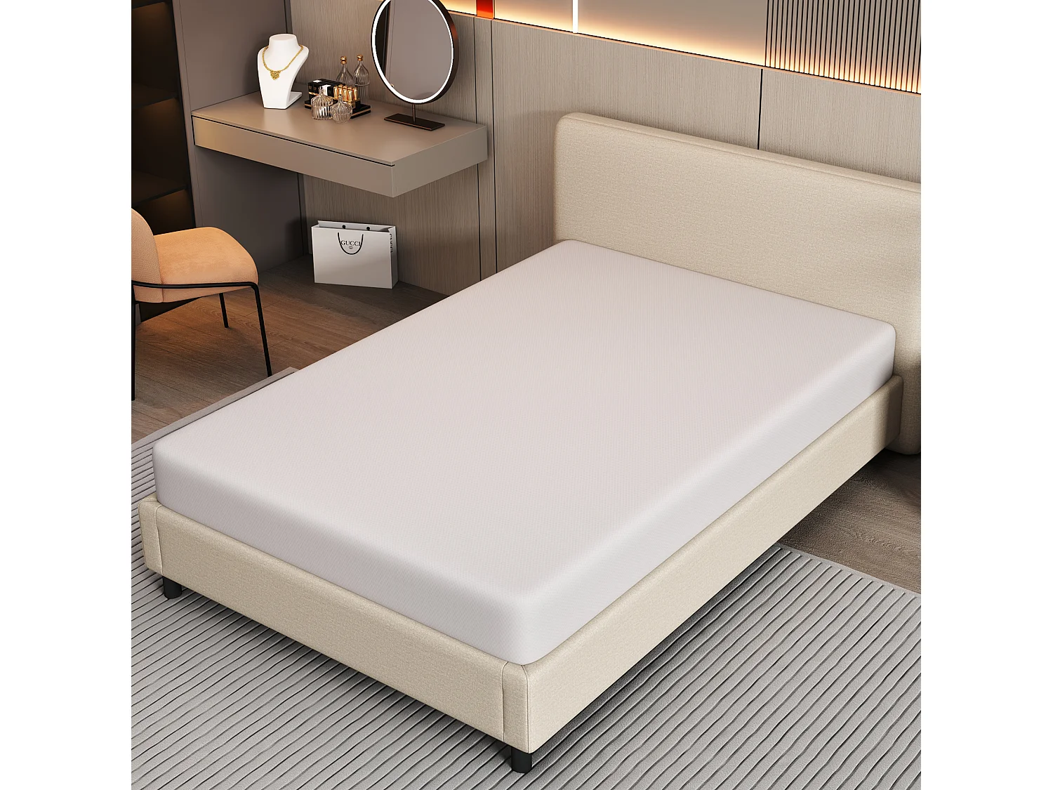 Matelas 90x200 cm mousse ép.16cm - éponge H3 - certifié Oeko-Tex - Blanc