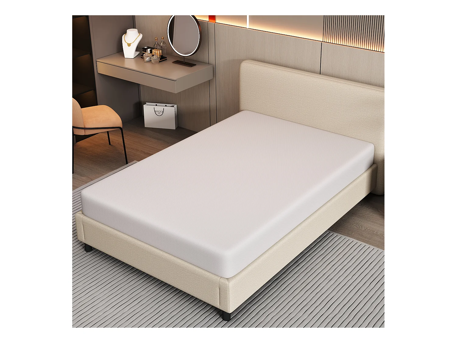 90x200 cm schuimmatras, dikte 16cm - H3 spons - Oeko-Tex gecertificeerd - Wit