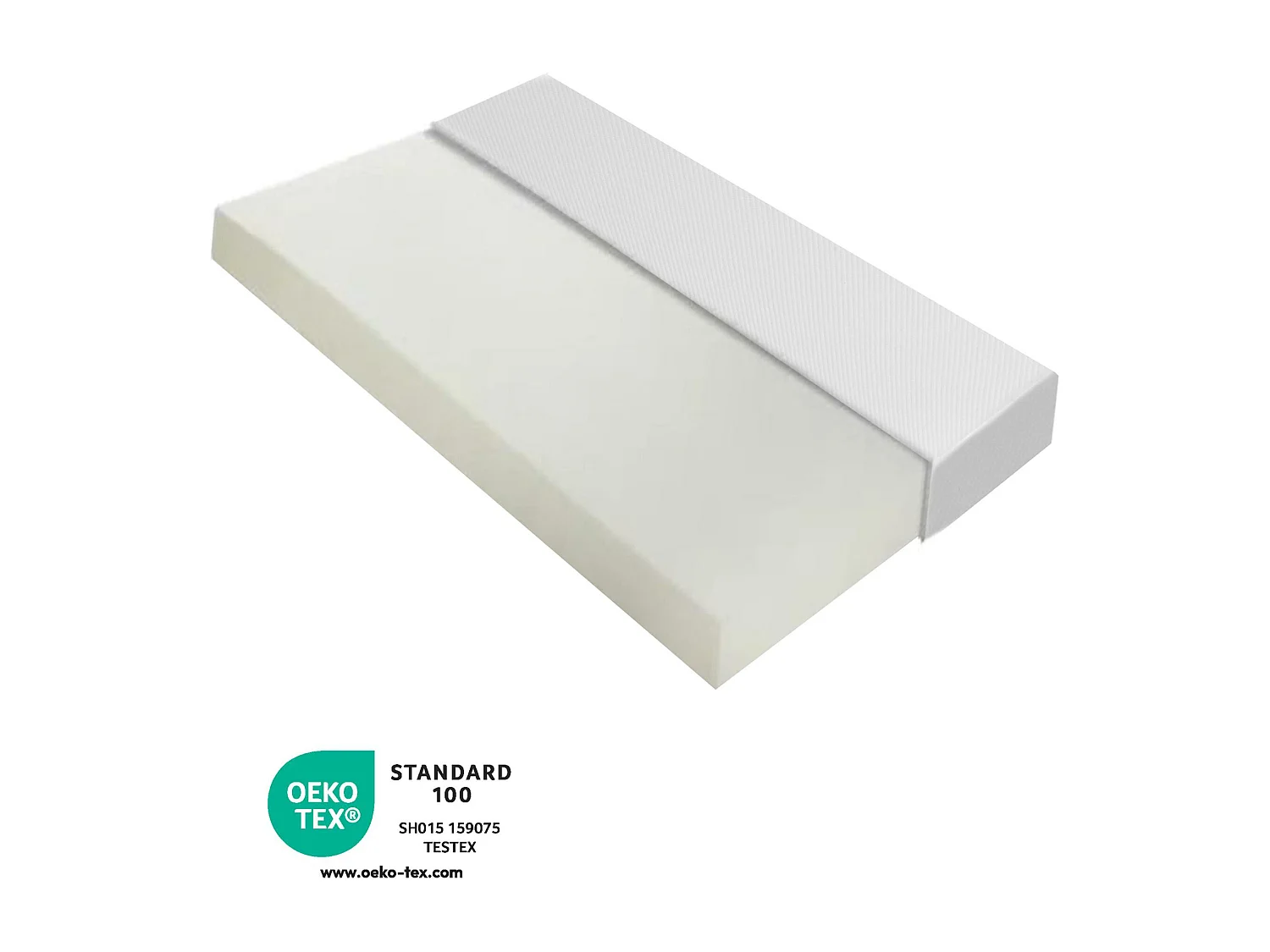 Schaumstoffmatratze 90 x 200 cm, Dicke 16 cm – H3-Schwamm – Öko-Tex-zertifiziert – Weiß