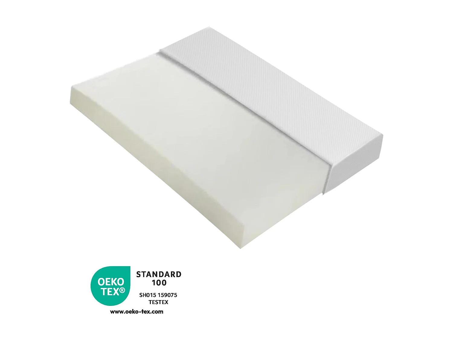 Materasso 140x200 cm spessore schiuma 16 cm - Spugna H3 - Certificato Oeko-Tex - Bianco