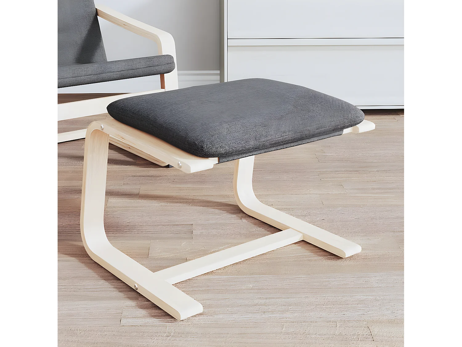 Repose-pied Gris foncé 51x41x40 Tissu