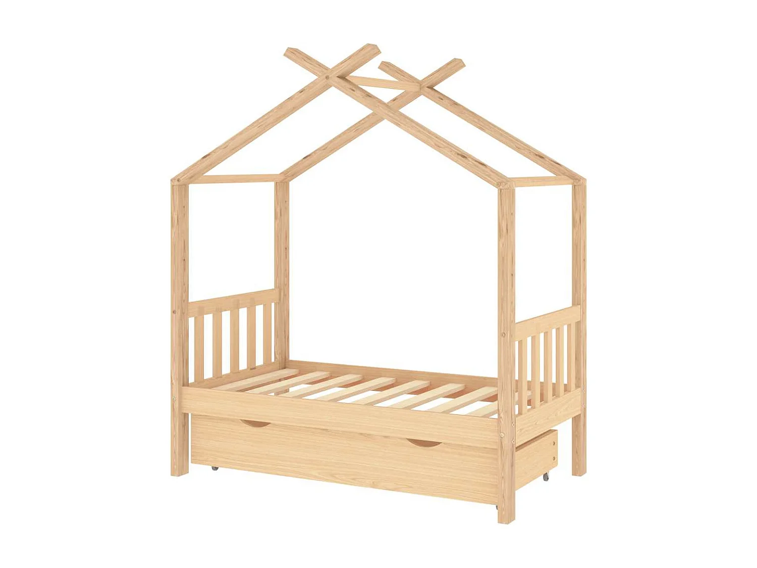 Cadre de lit d'enfant avec tiroir bois de pin massif 70x140 cm