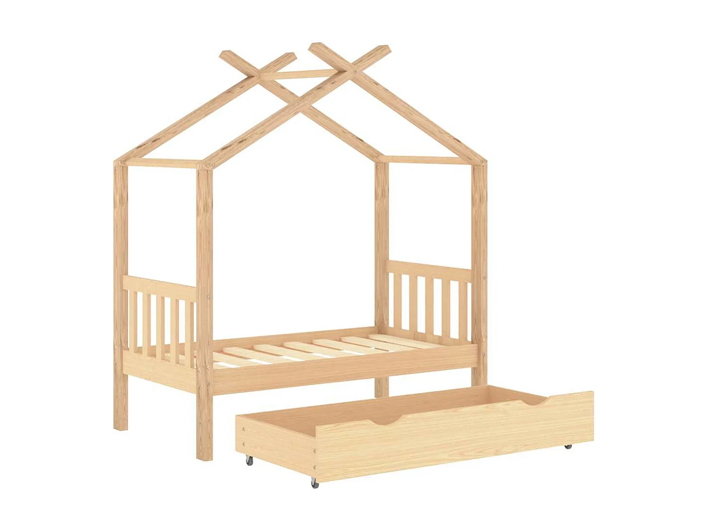 Giroletto per Bambini con Cassetto Legno Massello Pino 70x140cm