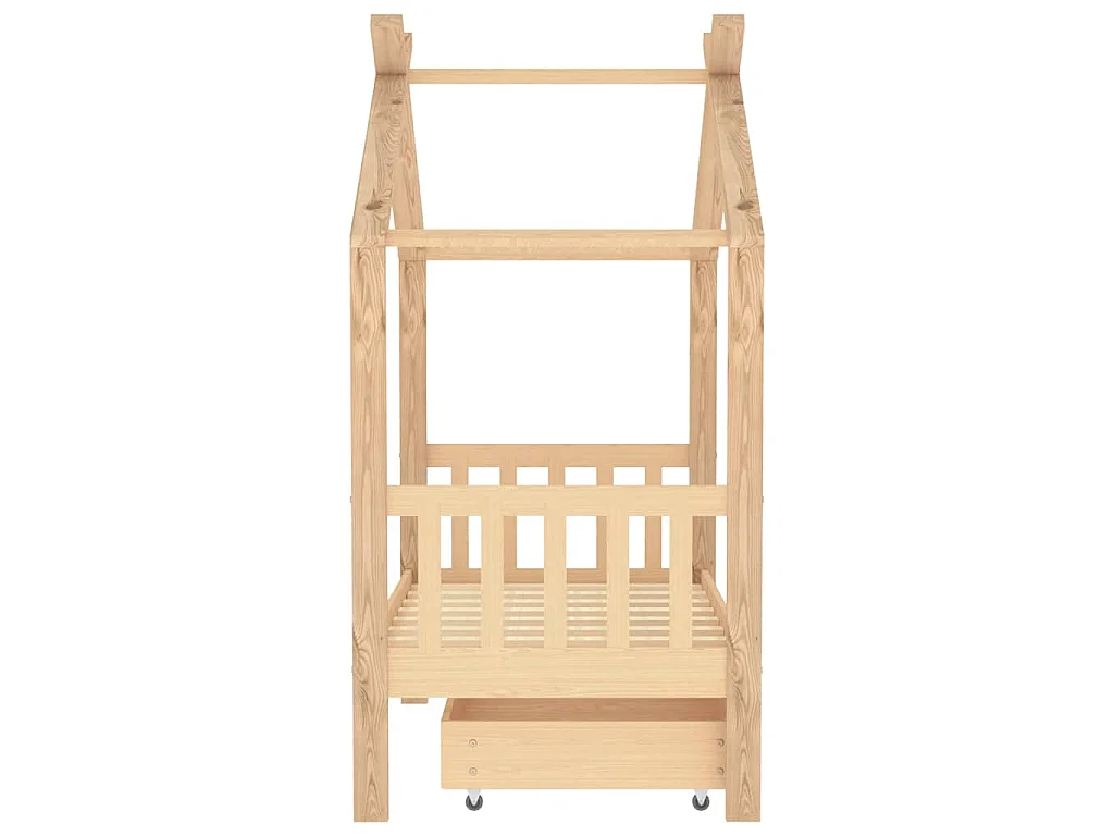 Cadre de lit d'enfant avec tiroir bois de pin massif 70x140 cm