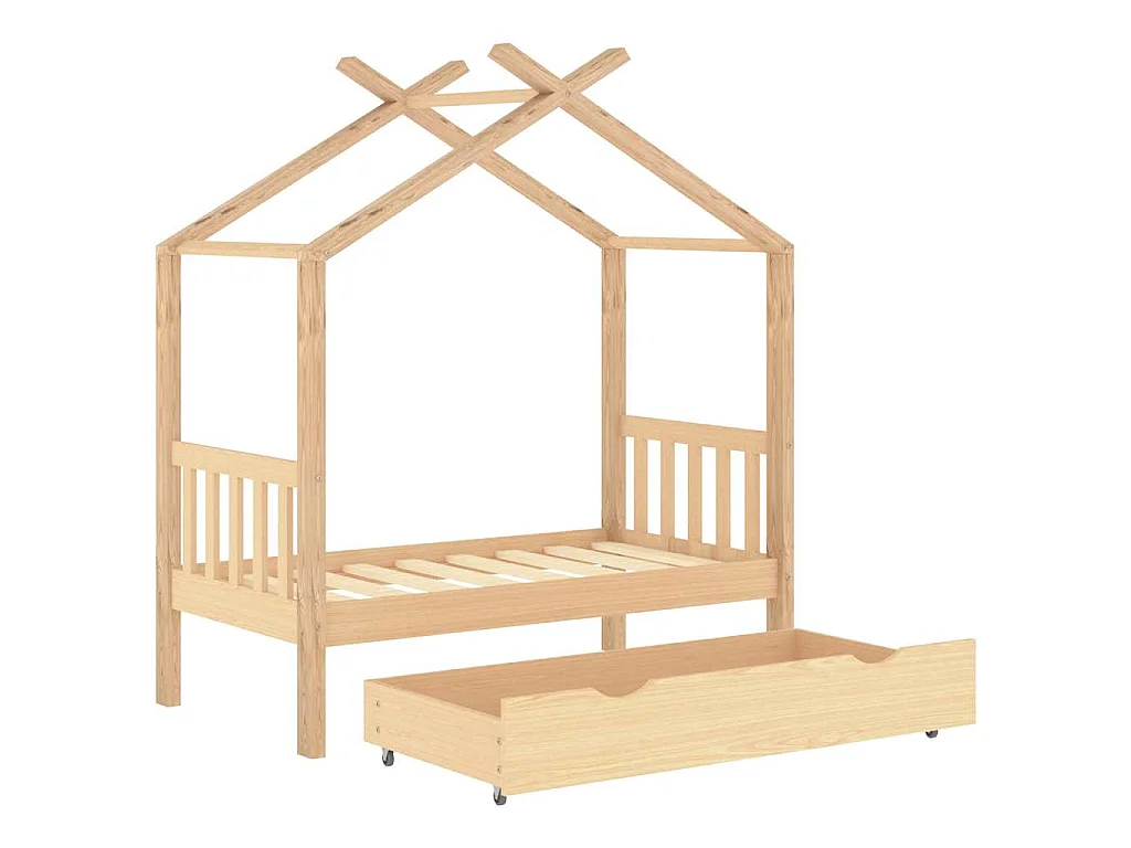 Cadre de lit d'enfant avec tiroir bois de pin massif 70x140 cm