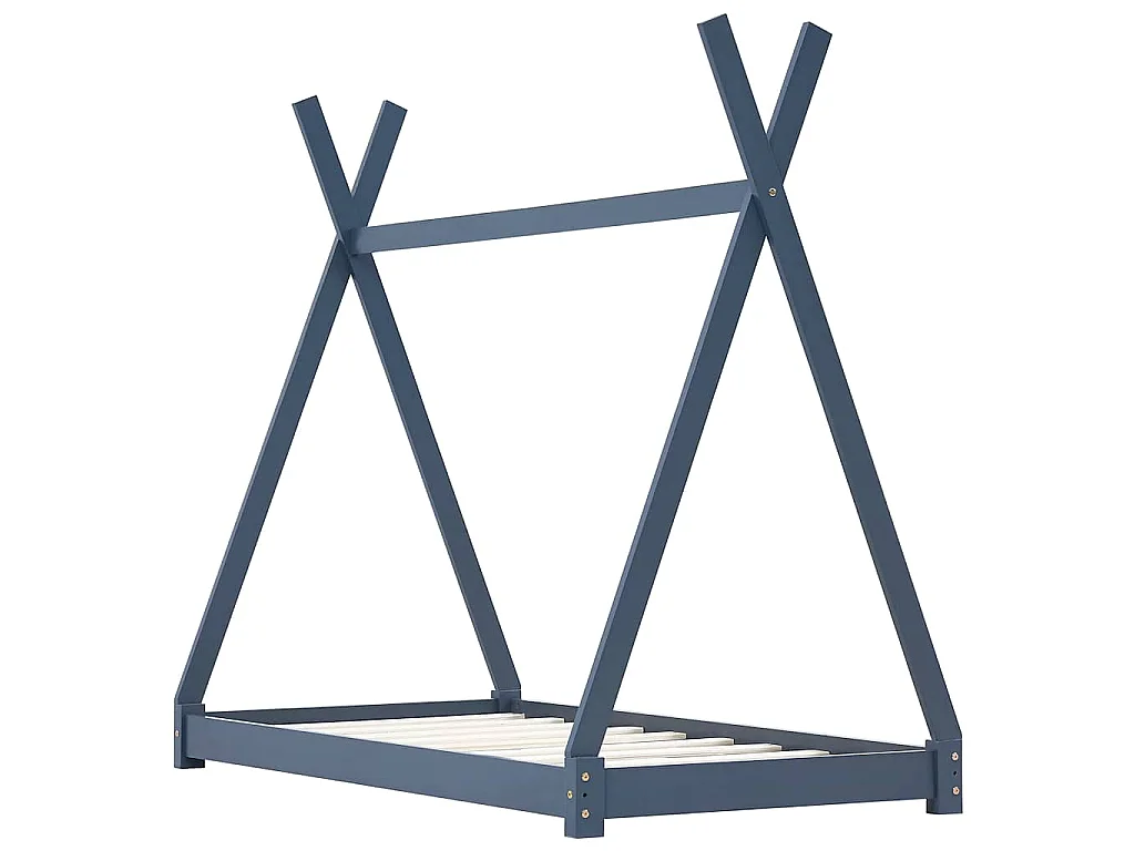 Cadre de lit d'enfant Gris Bois de pin massif 70x140 cm