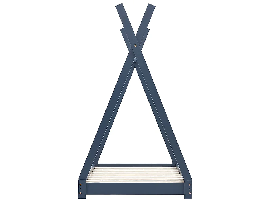 Cadre de lit d'enfant Gris Bois de pin massif 70x140 cm