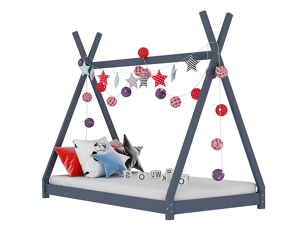 Cadre de lit d'enfant Gris Bois de pin massif 70x140 cm