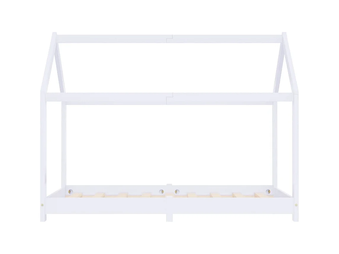 Kinderbedframe massief grenenhout wit 70x140 cm