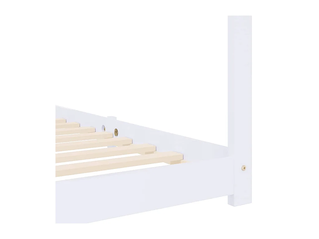Kinderbedframe massief grenenhout wit 70x140 cm