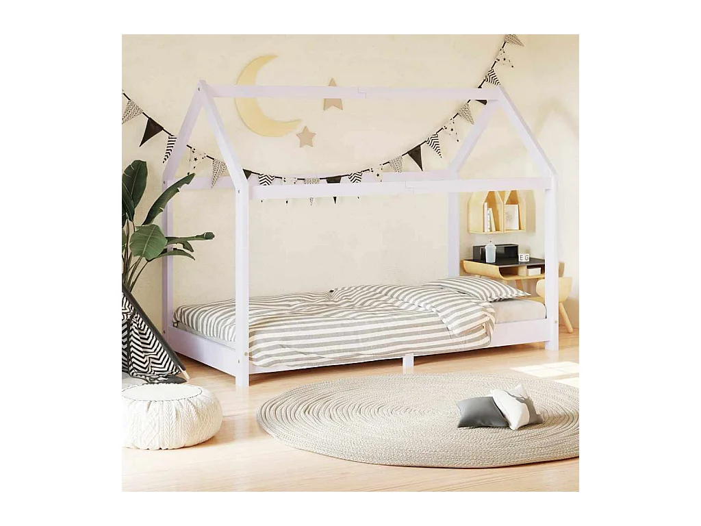Cadre de lit d'enfant Blanc Bois de pin massif 70x140 cm