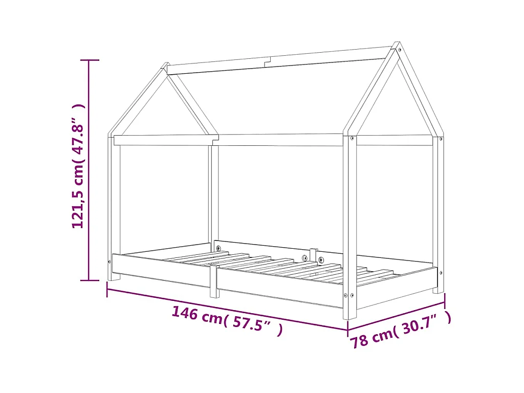 Cadre de lit d'enfant Blanc Bois de pin massif 70x140 cm