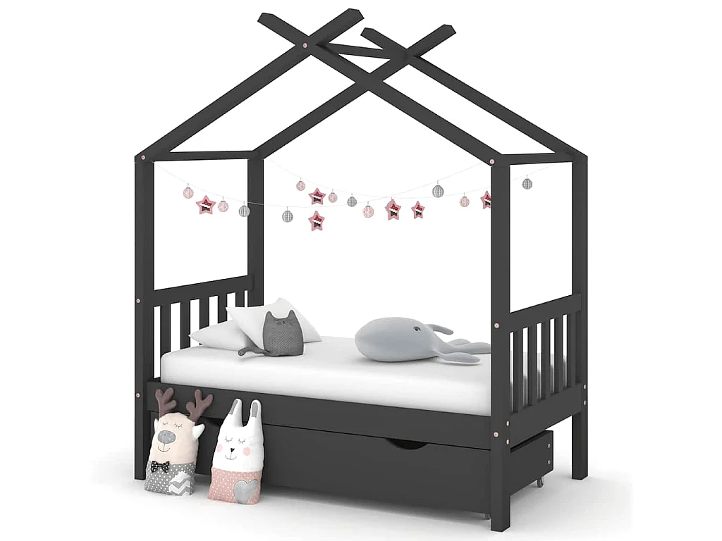 Giroletto per Bambini con Cassetto in Legno di Pino 70x140cm