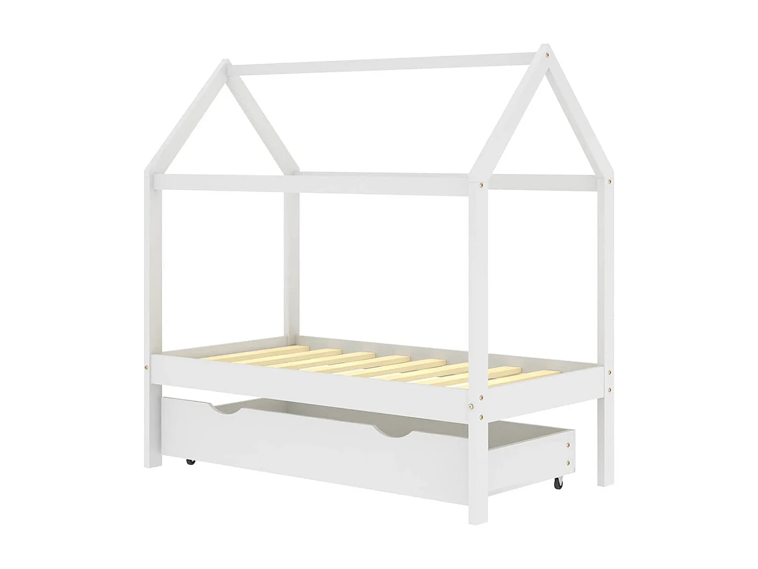 Estructura de cama infantil y cajón madera pino blanca 70x140cm