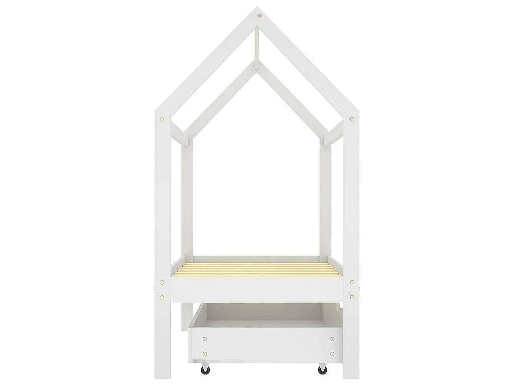 Cadre de lit d'enfant avec un tiroir Blanc Pin massif 70x140 cm