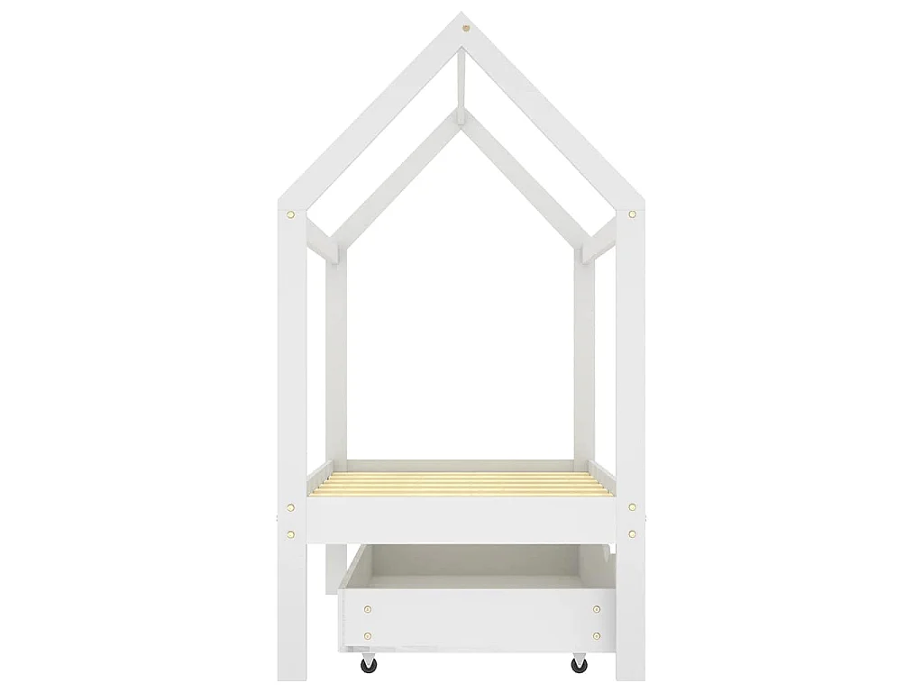 Cadre de lit d'enfant avec un tiroir Blanc Pin massif 70x140 cm