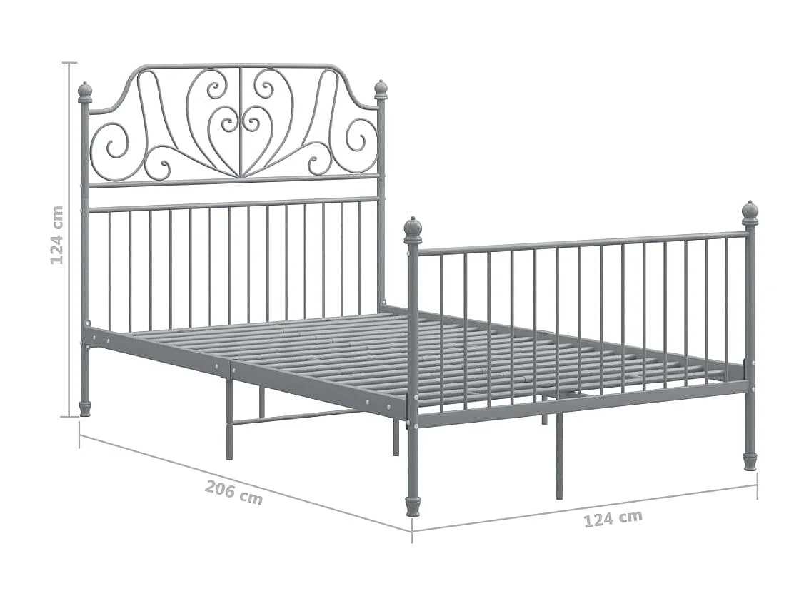 Cadre de lit sans matelas gris métal 120x200 cm