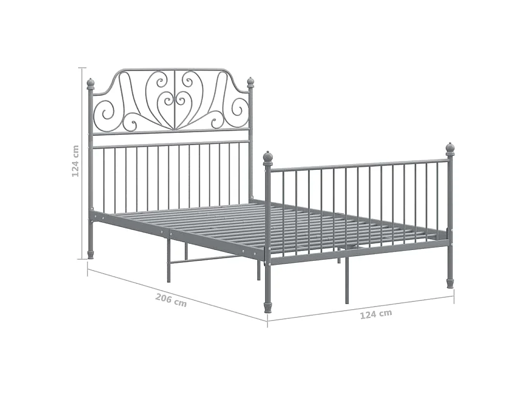 Bedframe metaal grijs 120x200 cm