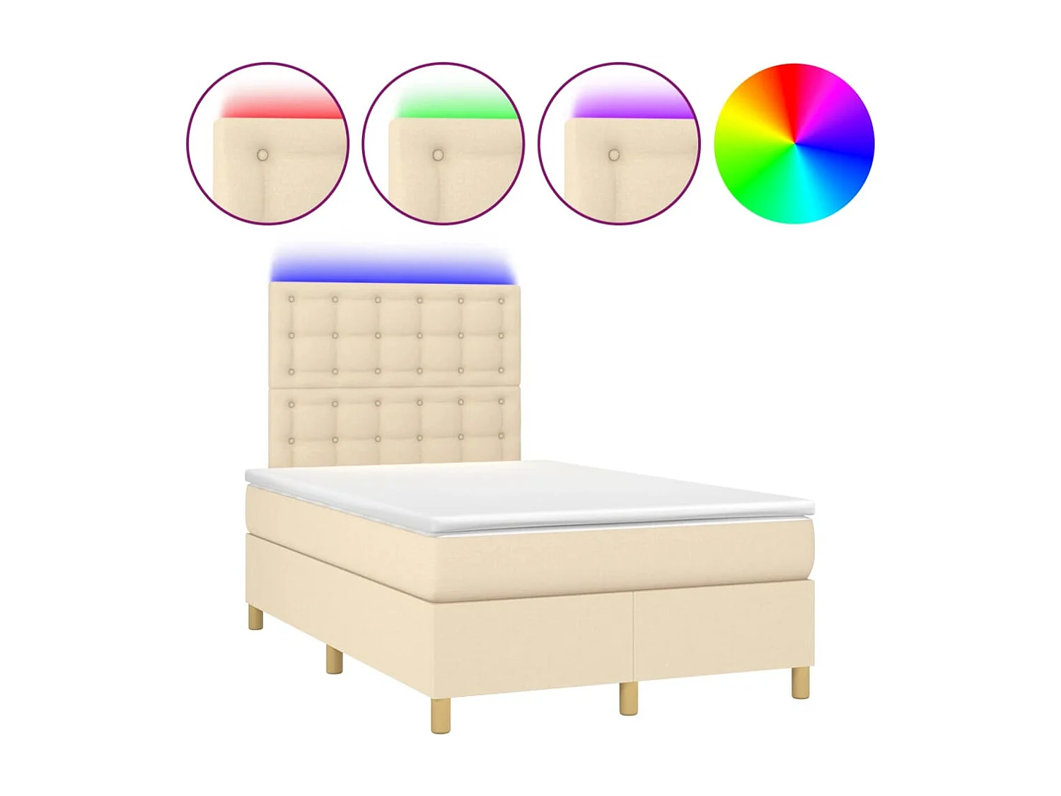 Boxspringbett mit Matratze & LED Creme 120x200 cm Stoff