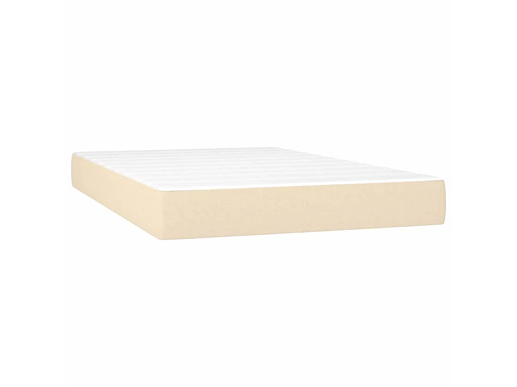 Cama box spring con colchón y LED tela crema 120x200 cm