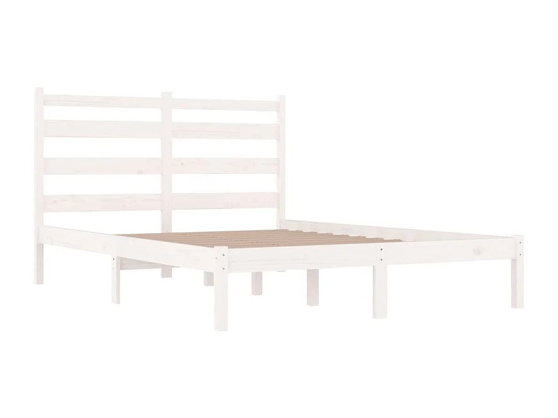 Estrutura de cama 140x190 cm madeira de pinho maciça branco