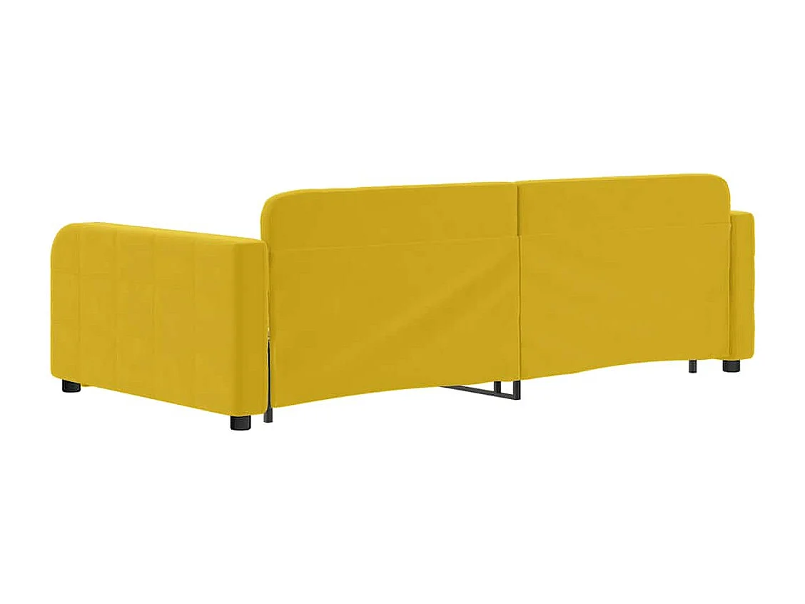 Lit de jour avec gigogne et tiroirs jaune 100x200 cm velours