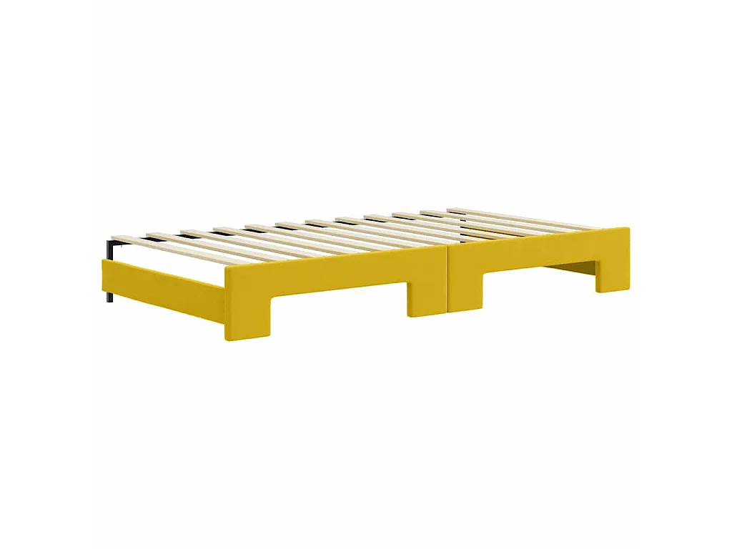 Slaapbank met onderschuifbed en lades 100x200 cm fluweel geel