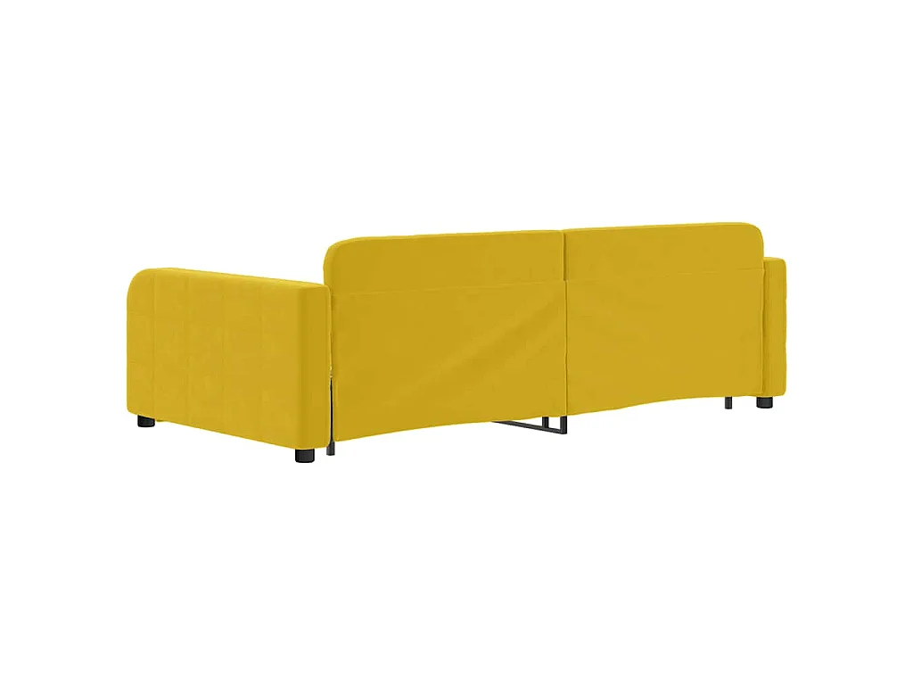 Slaapbank met onderschuifbed en lades 100x200 cm fluweel geel