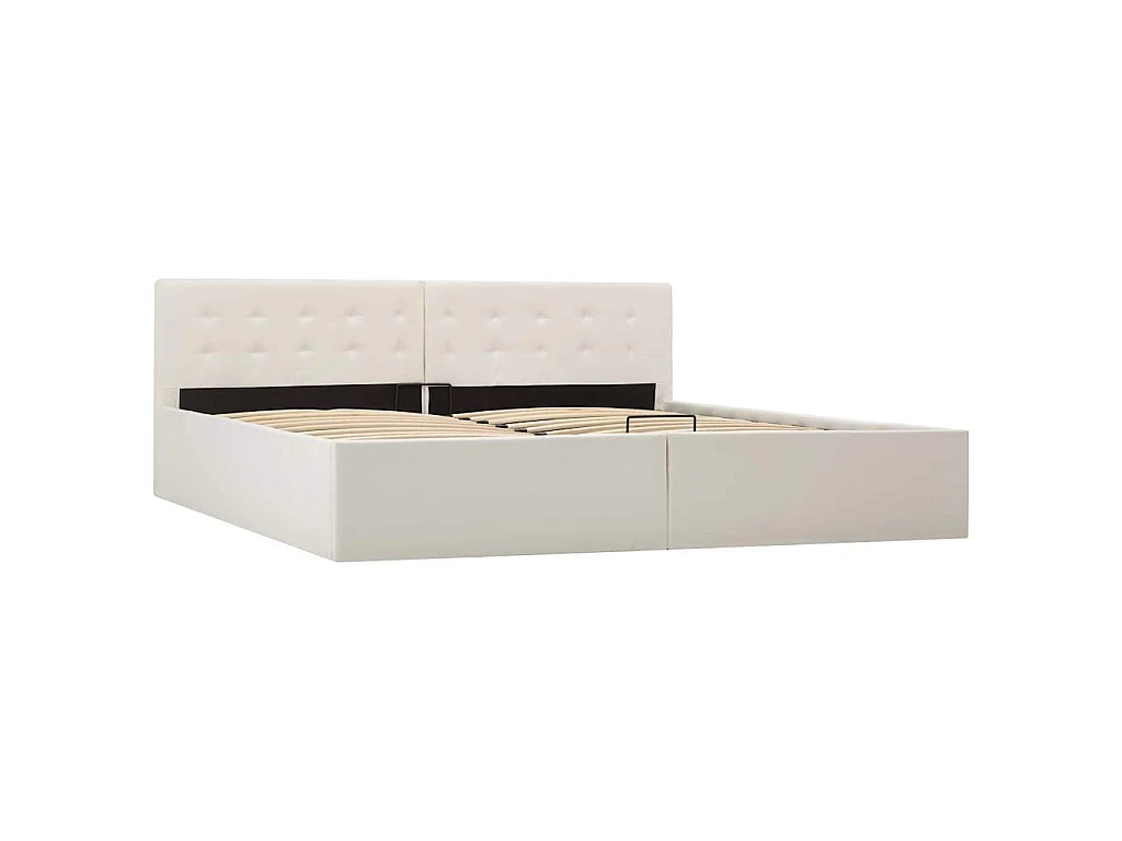 Giroletto con Contenitore Idraulico Bianco Similpelle 180x200cm