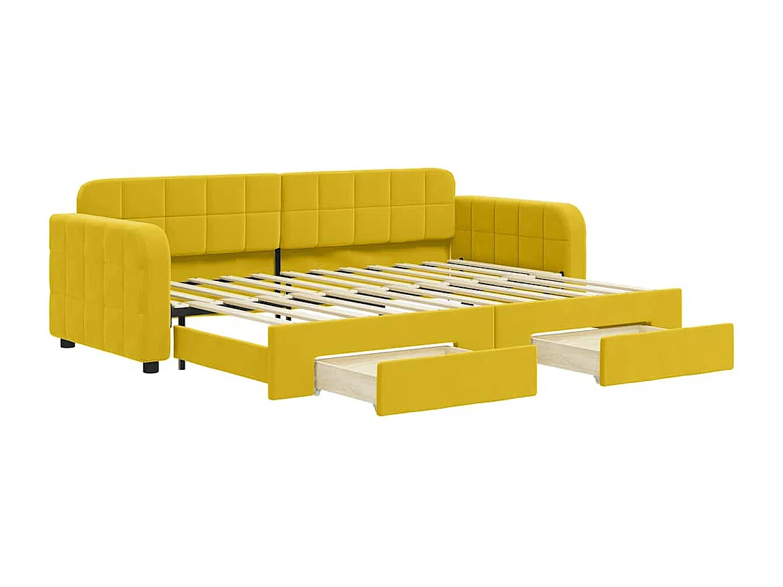 Tagesbett Ausziehbar mit Schubladen Gelb 80x200 cm Samt