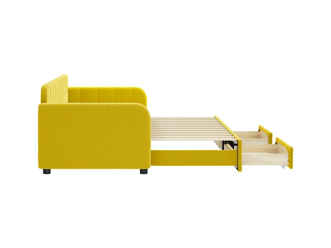 Tagesbett Ausziehbar mit Schubladen Gelb 80x200 cm Samt