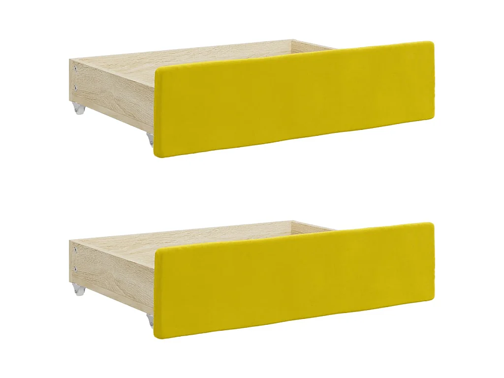 Slaapbank met onderschuifbed en lades 80x200 cm fluweel geel