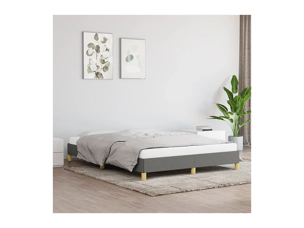 Cadre de lit sans matelas gris foncé 160x200 cm tissu