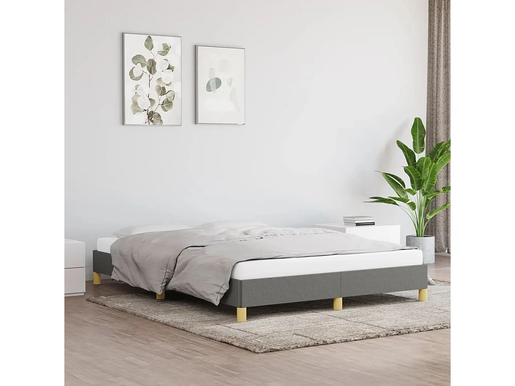 Cadre de lit sans matelas gris foncé 160x200 cm tissu