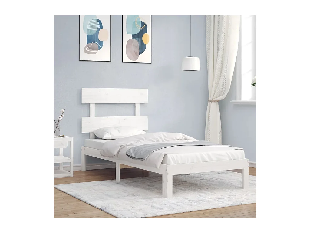 Cadre de lit sans matelas blanc 100x200 cm bois de pin massif