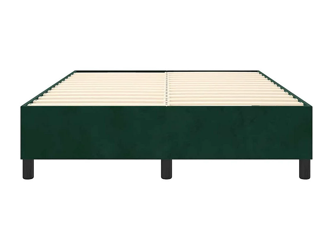 Cadre de lit à lattes vert foncé 140x200 cm velours