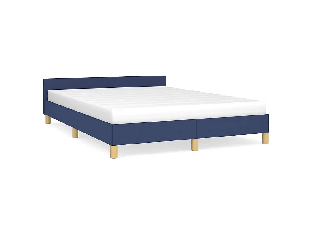 Cadre de lit avec tête de lit sans matelas bleu 140x200cm tissu