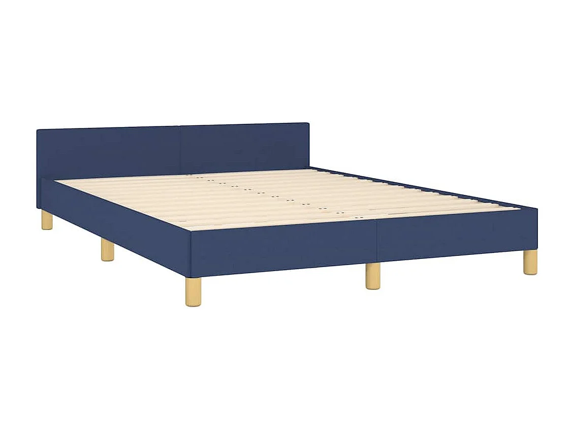 Cadre de lit avec tête de lit sans matelas bleu 140x200cm tissu
