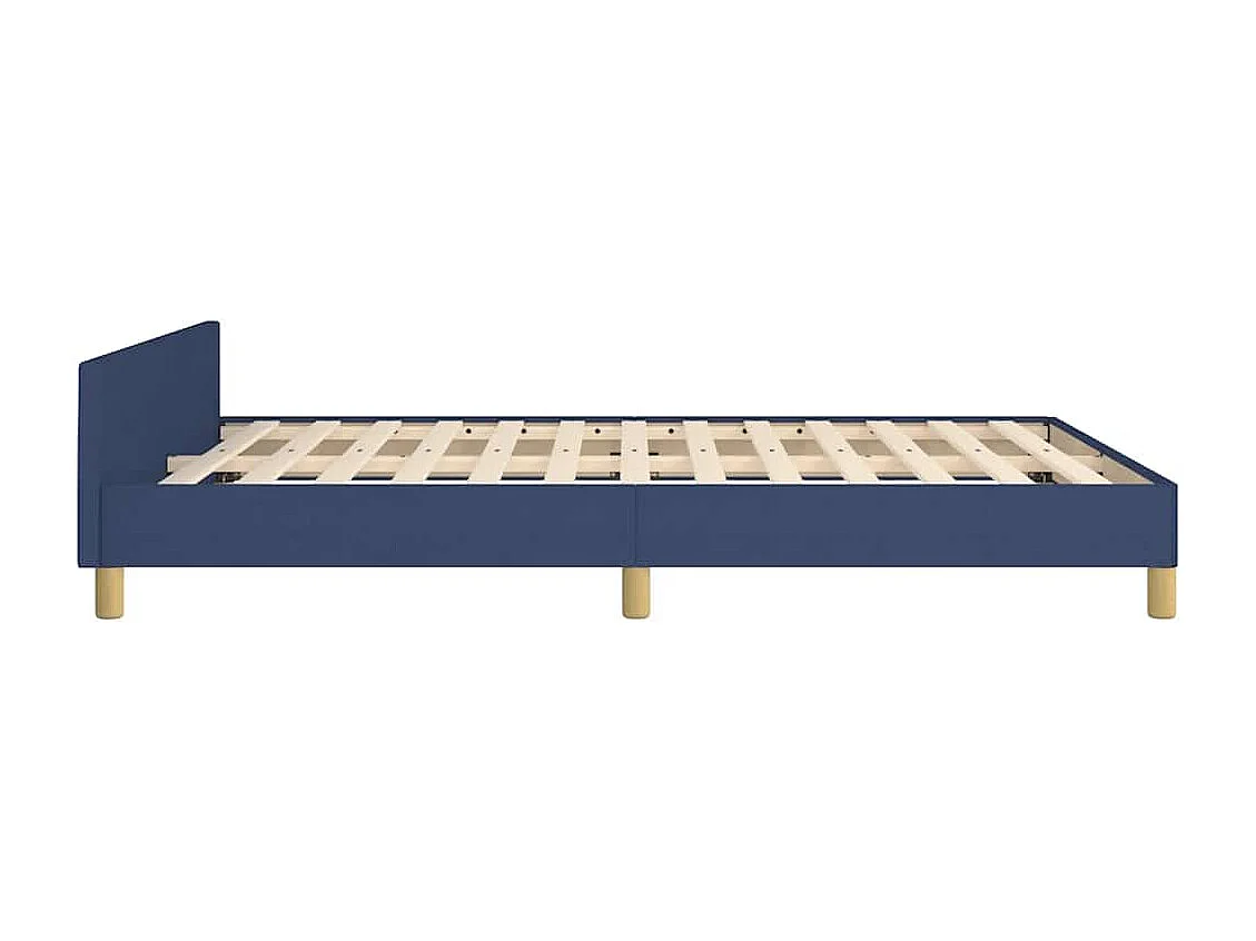 Cadre de lit avec tête de lit sans matelas bleu 140x200cm tissu