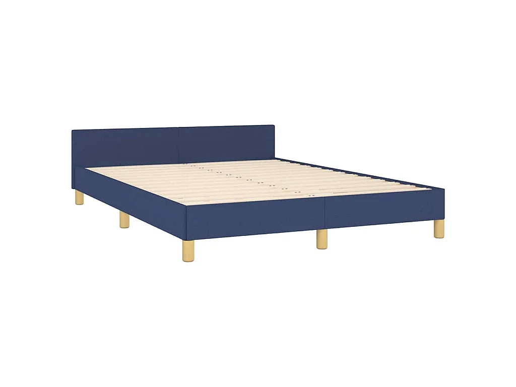 Cadre de lit avec tête de lit sans matelas bleu 140x200cm tissu