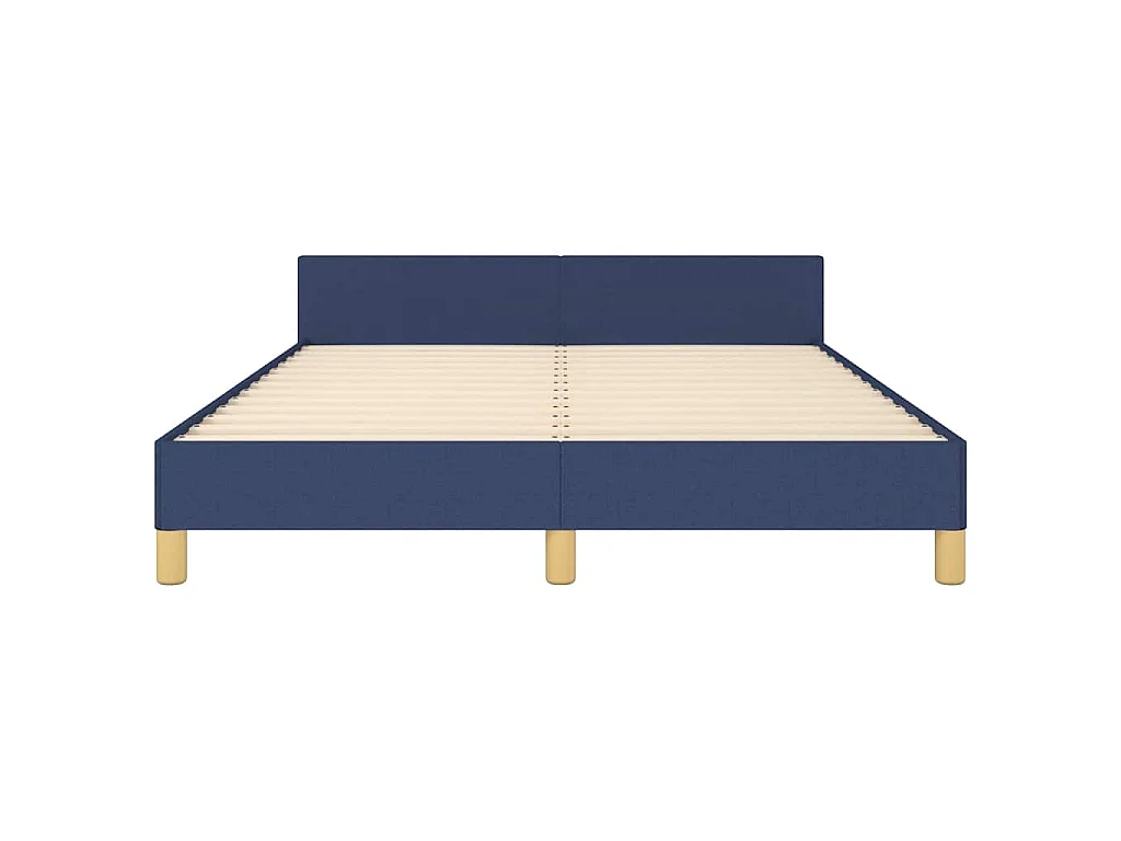 Cadre de lit avec tête de lit sans matelas bleu 140x200cm tissu