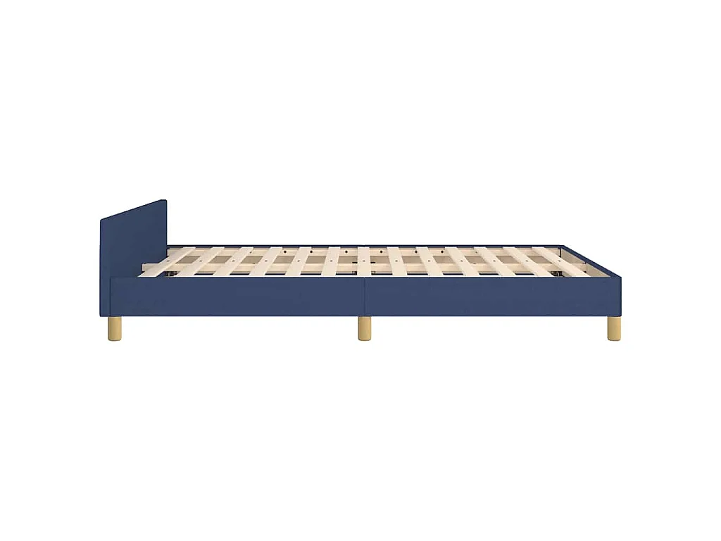 Cadre de lit avec tête de lit sans matelas bleu 140x200cm tissu