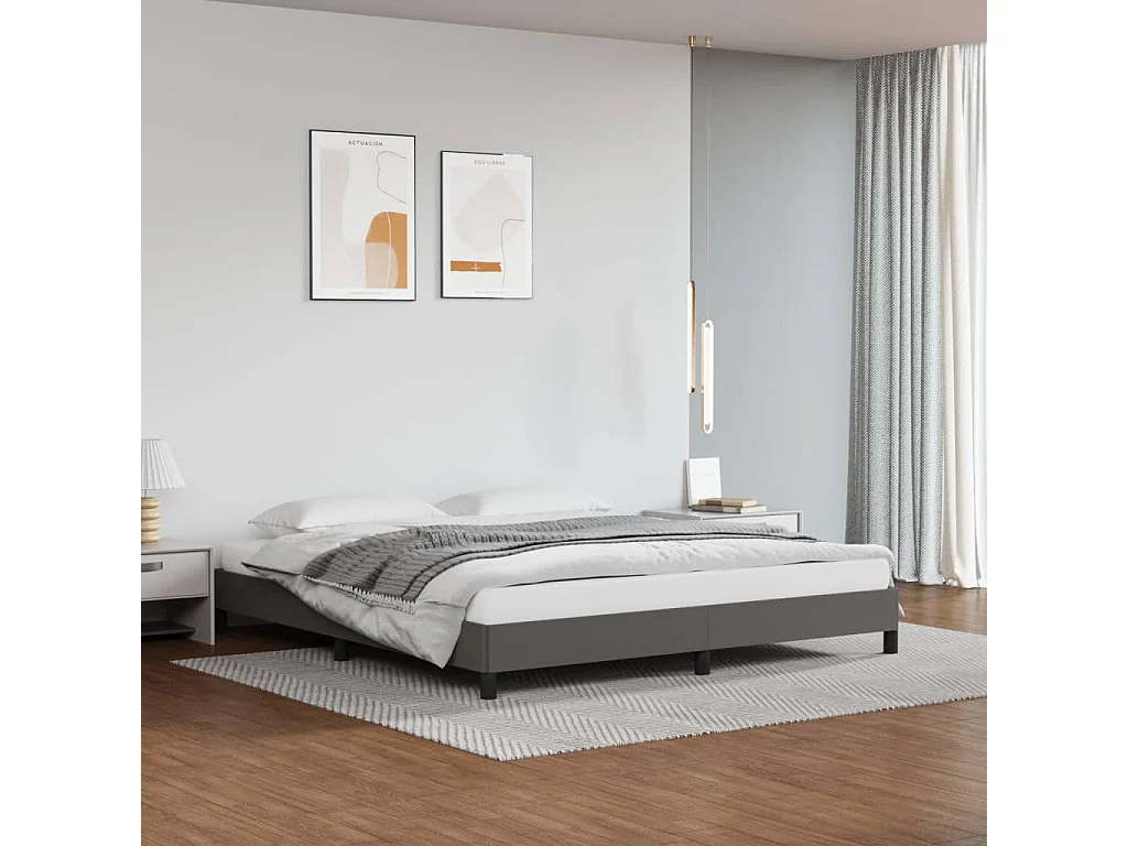 Cadre de lit sans matelas gris 160x200 cm similicuir