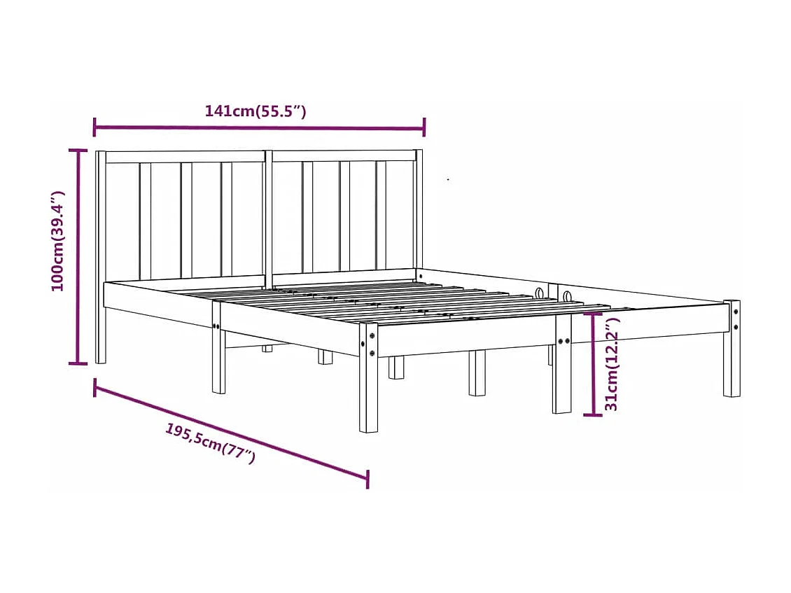 Giroletto in Legno Massello 135x190 cm Small Double