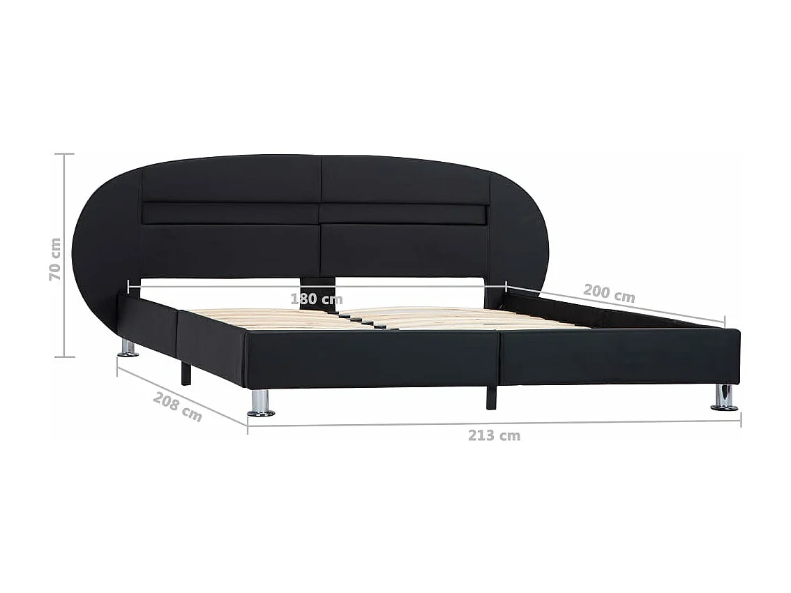 Cadre de lit avec LED sans matelas noir 180x200 cm